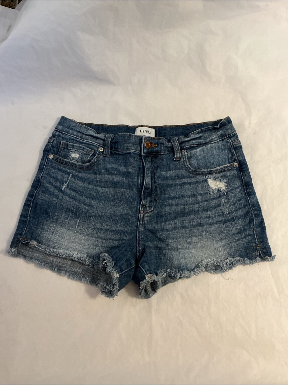 Pistols denim Jean shorts raw hem distressed size 30